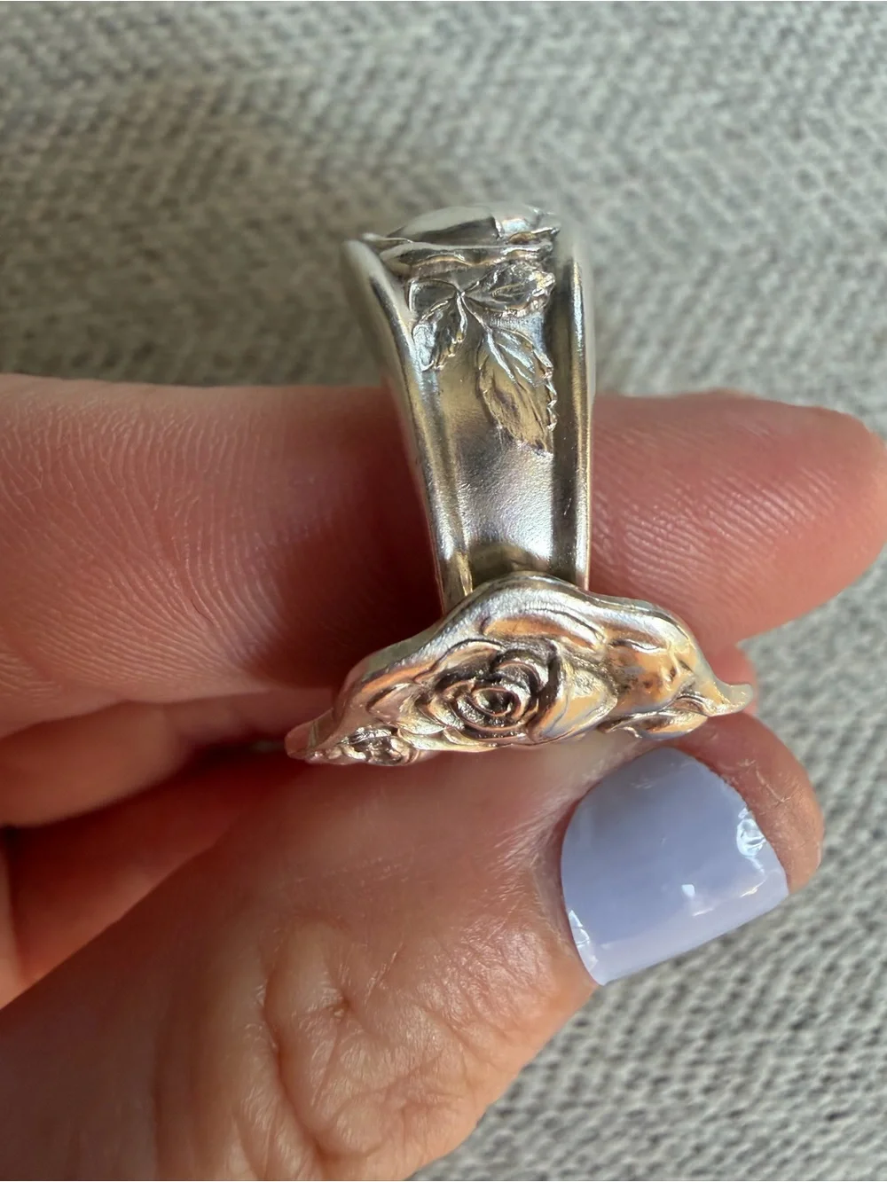 American Beauty Rose Silverware Ring